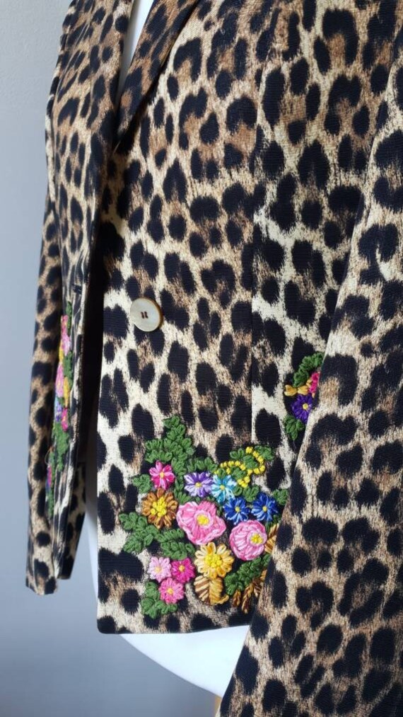 00's MOSCHINO Leopard and Florals Blazer/ Vintage… - image 9