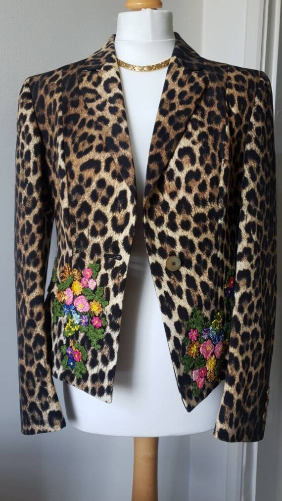 00's MOSCHINO Leopard and Florals Blazer/ Vintage… - image 10