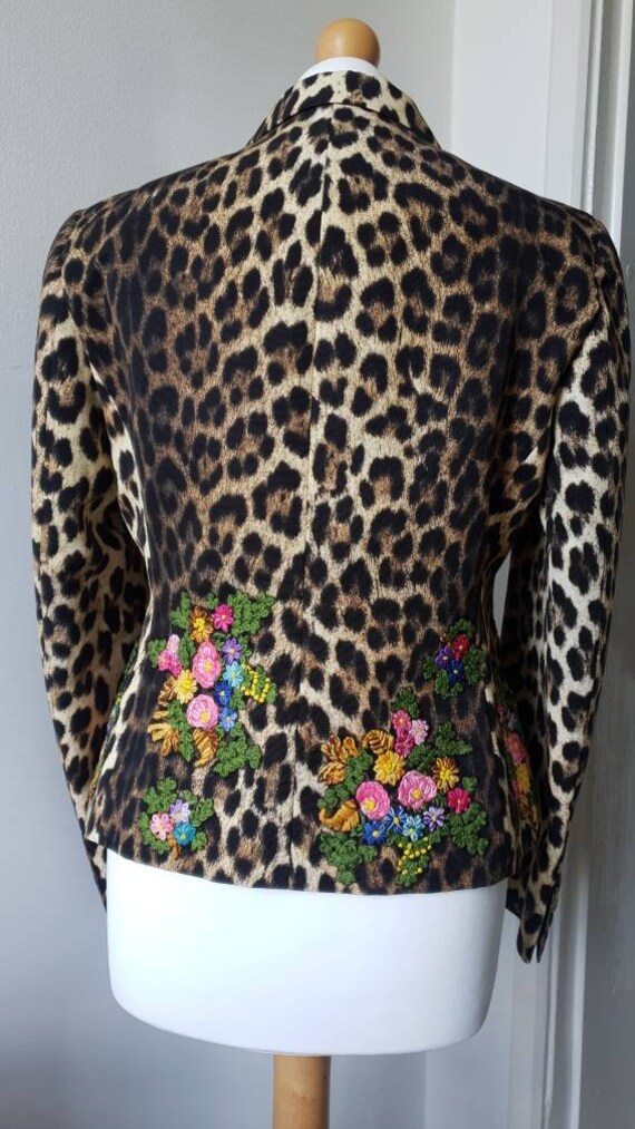 00's MOSCHINO Leopard and Florals Blazer/ Vintage… - image 4
