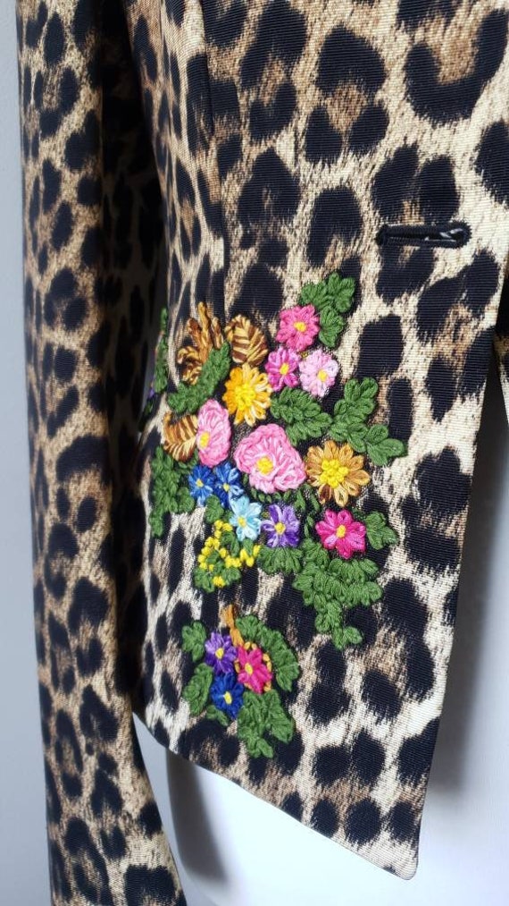 00's MOSCHINO Leopard and Florals Blazer/ Vintage… - image 5