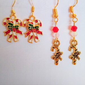 Candy cane earrings. Please choose from single or double candy cane.