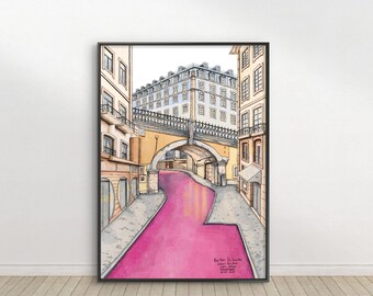 Lisbon Portugal Digital Print, European Travel Poster Wall Art, Printable Illustration