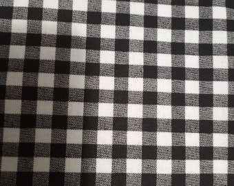 Black and White Checkered Gingham Cotton Fabric by the half yard