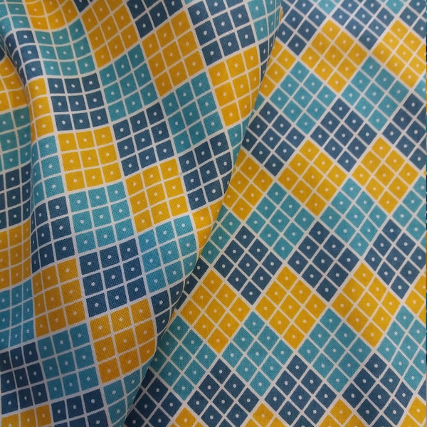 Blue Argyle Fabric Etsy