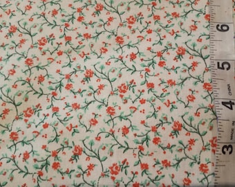 Floral vine Calico Cotton Fabric by the half yard