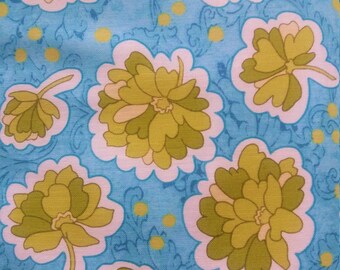 Blue and Green Bohemian Festival Cotton Quilting Fabric by the yard