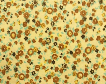 Beige and Brown Tiny Flower Fabric, Floral Cotton Fabric