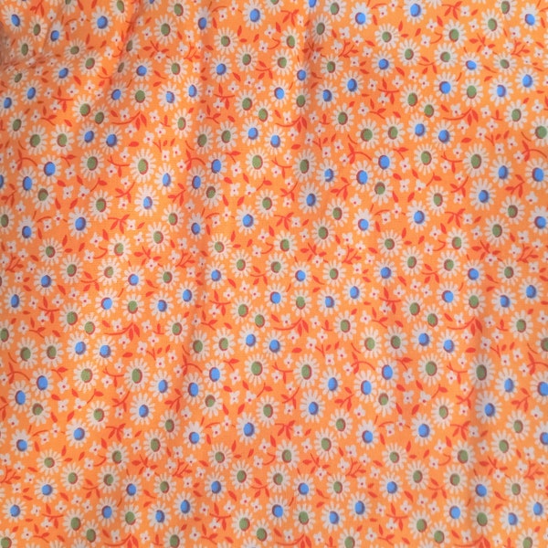 Peach Floral Calico Cotton Quilting Fabric by the Half Yard