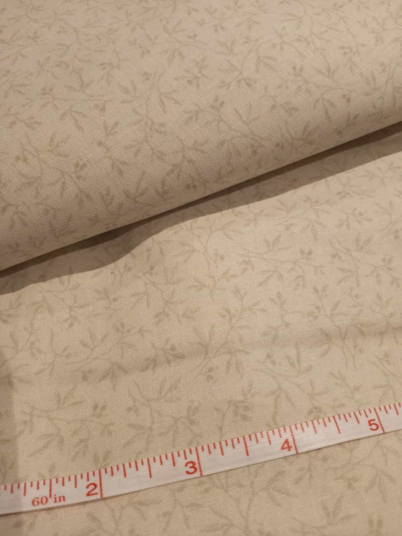 Off White Cotton Calico Fabric by the half yard image 1