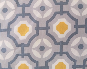 Gray, Mustard Mime Cotton fabric, Quilt Fabric Half Yard