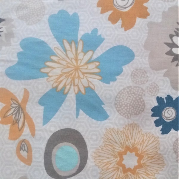 Cream Blue and Orange Lost and Found 2 Cotton Quilting Fabric by the yard