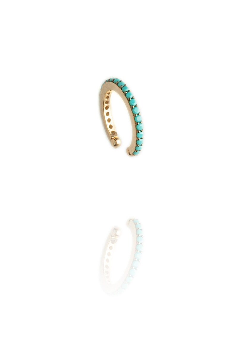 925k Fashion earrings Rose Gold Gift for her Blue Turquoise Ring Cartilage Earrings