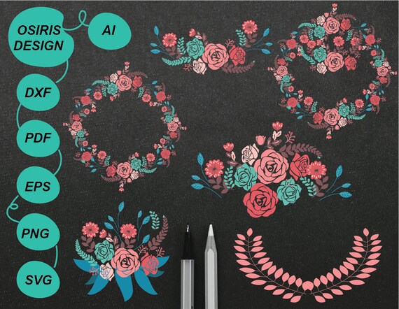 Download Floral Wreath Svg Files Floral Svg Files Flower Border Svg Etsy