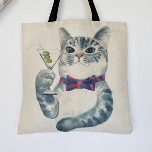 Cat Tote, Tote Bag, Cats, Gift for Cat Lovers, Cat Bartender, Christmas Gift, Birthday gift