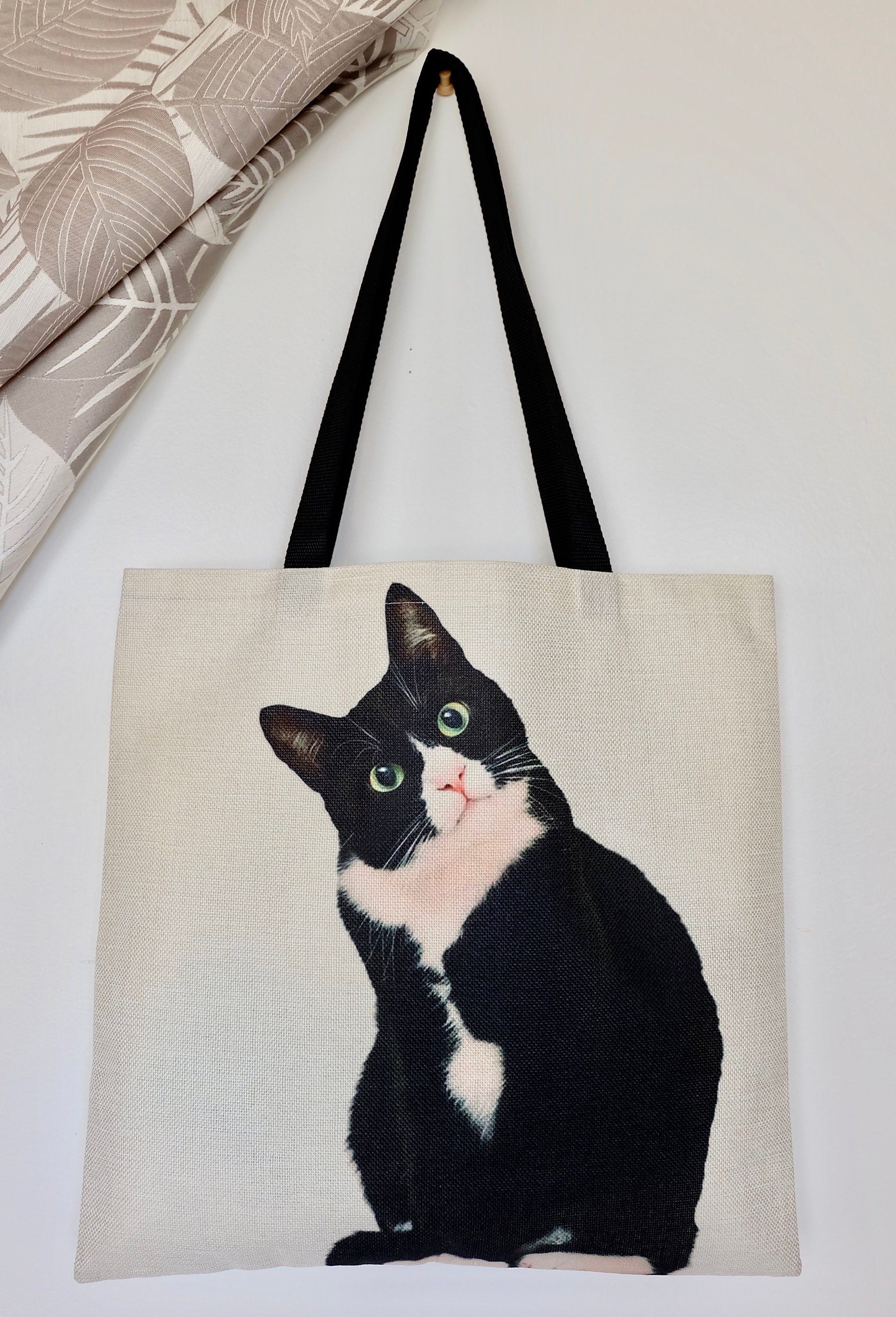 Black and White Cat Tote Bag! Gift for Cat Lover, Tuxedo Cat