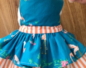 Dress For Cat, Small Dog, Custom Made, Flamingo Dress