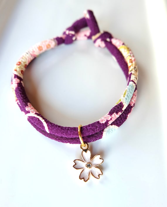 Hand Made Japanese Style Collar for Charm for Cat (4mm)/Kitten, Adjustable Super light and Soft!! Cat, Cats, Collar for Cat, Cat lover