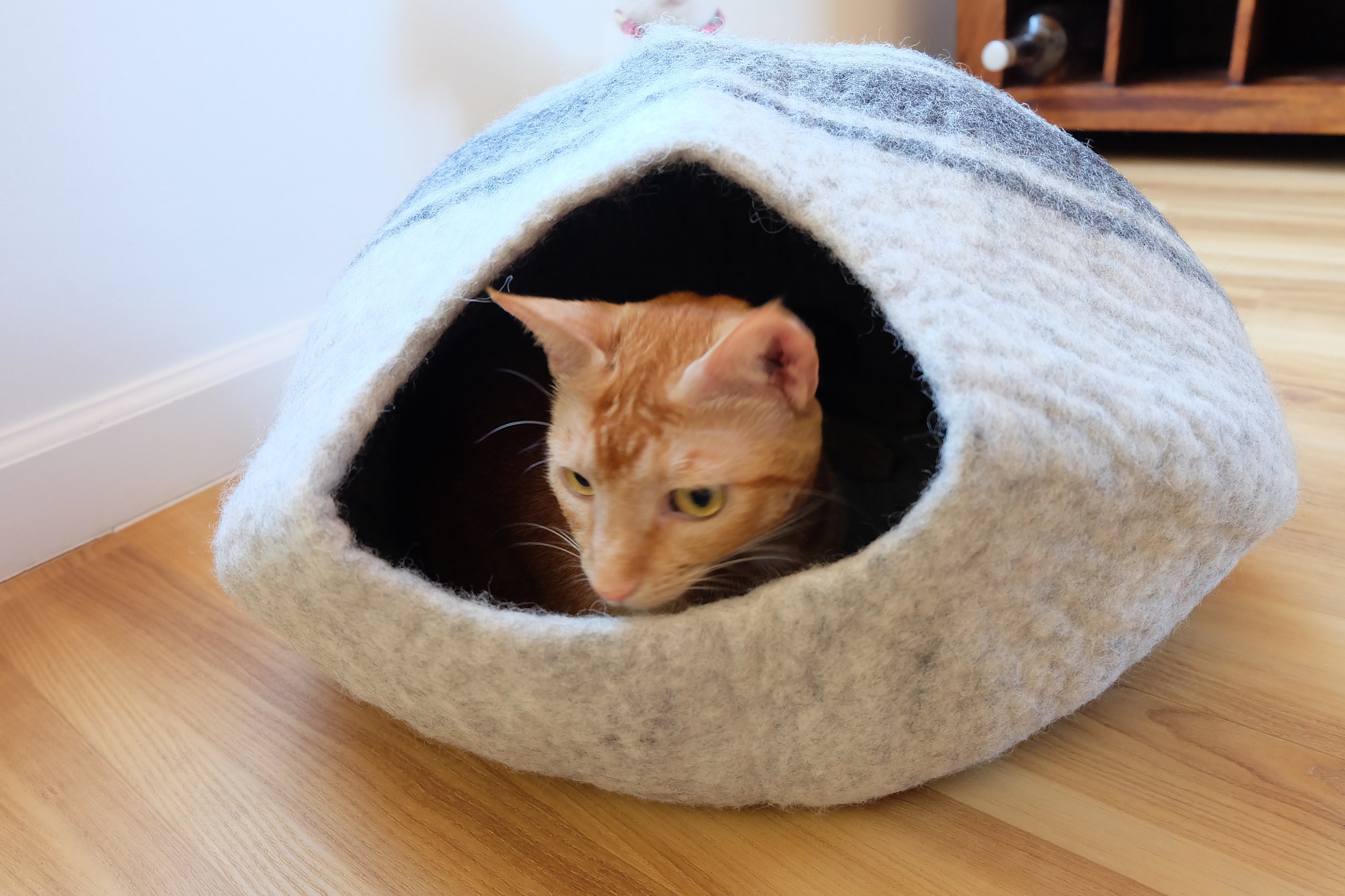 Cat Cave Natural felt Wool Cat Bed Cocoon bed Cat Cave for Etsy