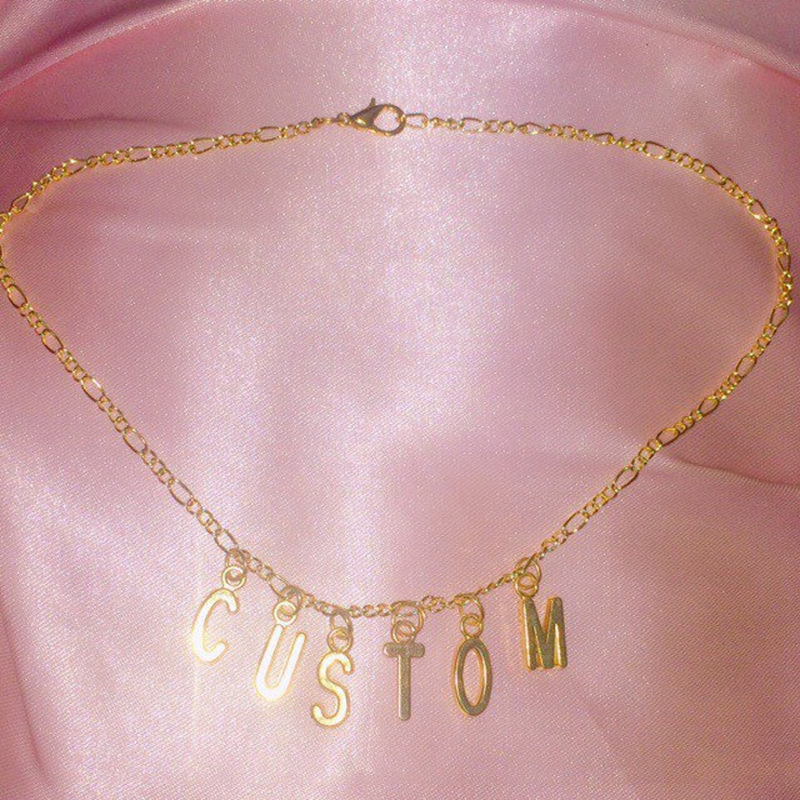 Gold Custom Word Necklace Up to 4 Letters of your Choice. Glam Etsy