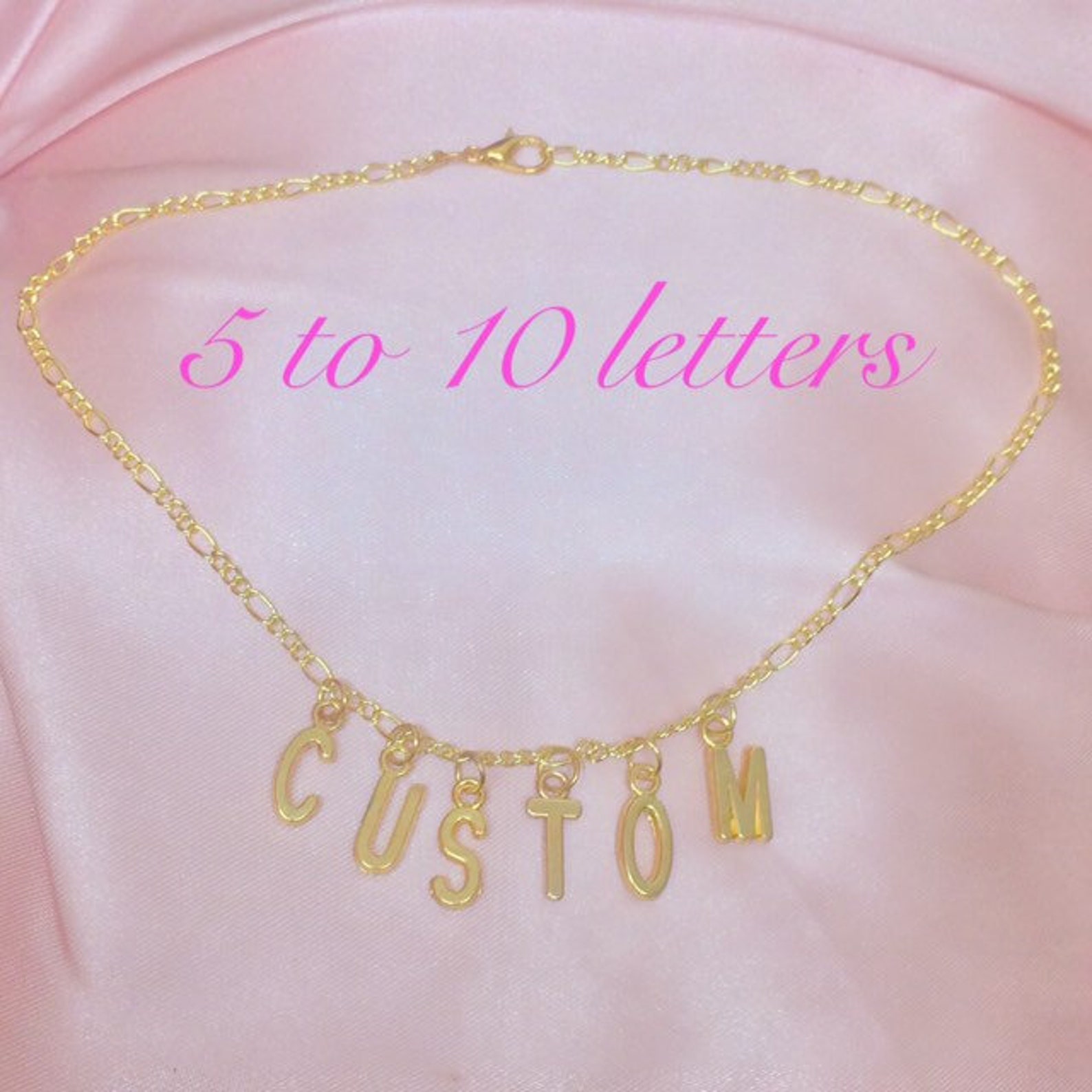 Gold Custom Word Necklace 510 Letters of your Choice. Glam Etsy