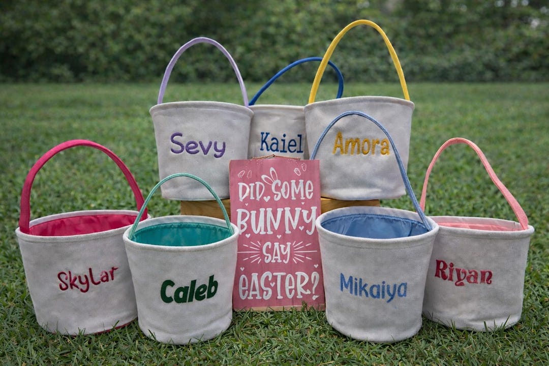 Personalized Embroidered Easter Baskets ; Kids Gift ; Customized - Etsy