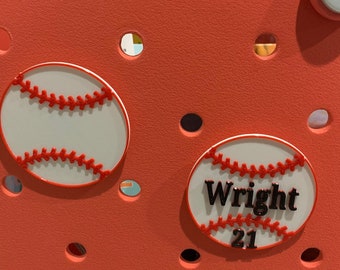 3D Printed - Baseball - Bogg Bag Charm - Personalize - Player Name - Number