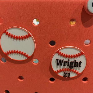 Impreso en 3D - Béisbol - Encanto de bolsa Bogg - Personalizar - Nombre del jugador - Número
