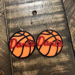 if Desired Add PlayerTeam Name and Number - Personalized 3D Printed Earrings Volleyball Earrings Solid background