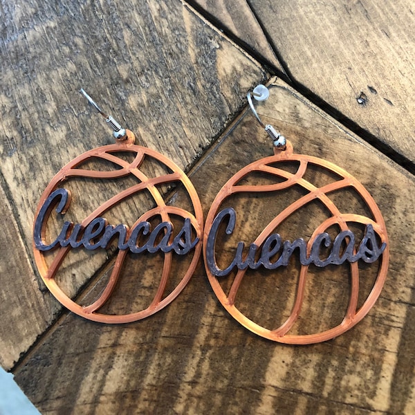 Basketball Earrings - Add Player/Team Name and Number - Personalize - 3D Printed