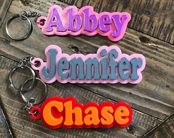 Personalized Name Keychains - Two Color - 3D printed Keychains - Custom Name Keychain - Lanyard - Nametag - Luggage Tag