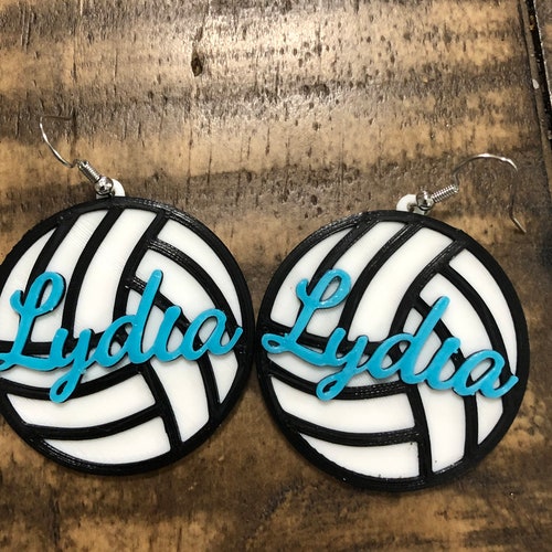 Volleyball Earrings Add Your Favorite Player/team Name and Etsy