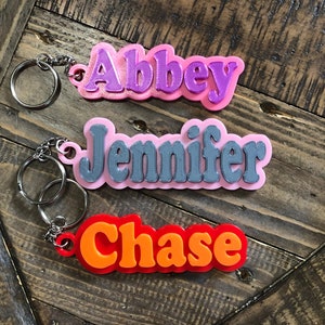 Personalized Name Keychains - Two Color - 3D printed Keychains - Custom Name Keychain - Lanyard - Nametag - Luggage Tag