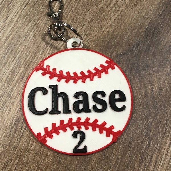 Baseball Bag Tag - Personalized Name - Number - Color  - Sports Bag Tag