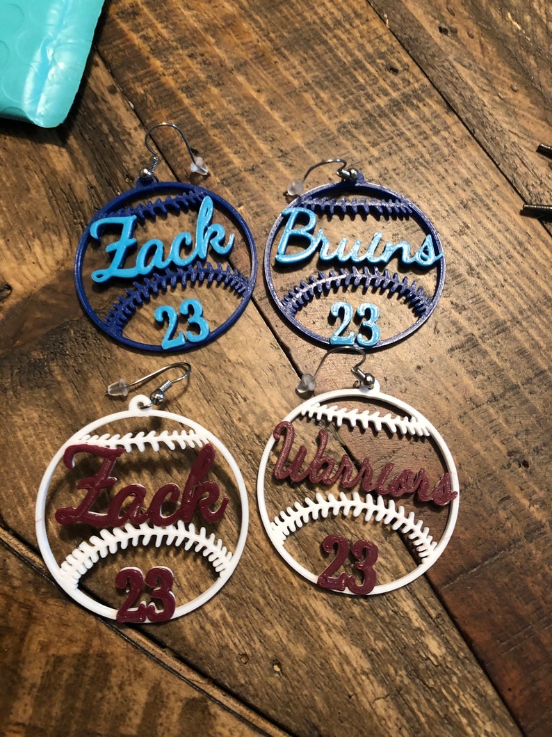 Custom Baseball Earrings Add your Team or Player and Etsy