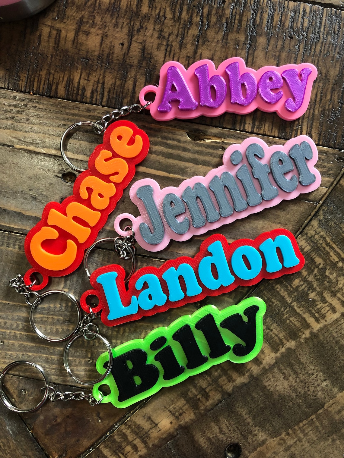 Personalized name keychains two color 3d printed keychains etsy