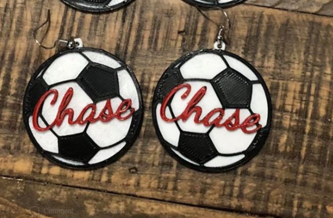 Soccer Earrings Add Player Name and Number if Desired Customize
