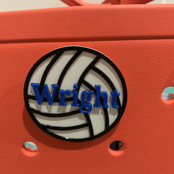 3D Printed - Volleyball - Bogg Bag Charm - Personalize - Player Name - Number