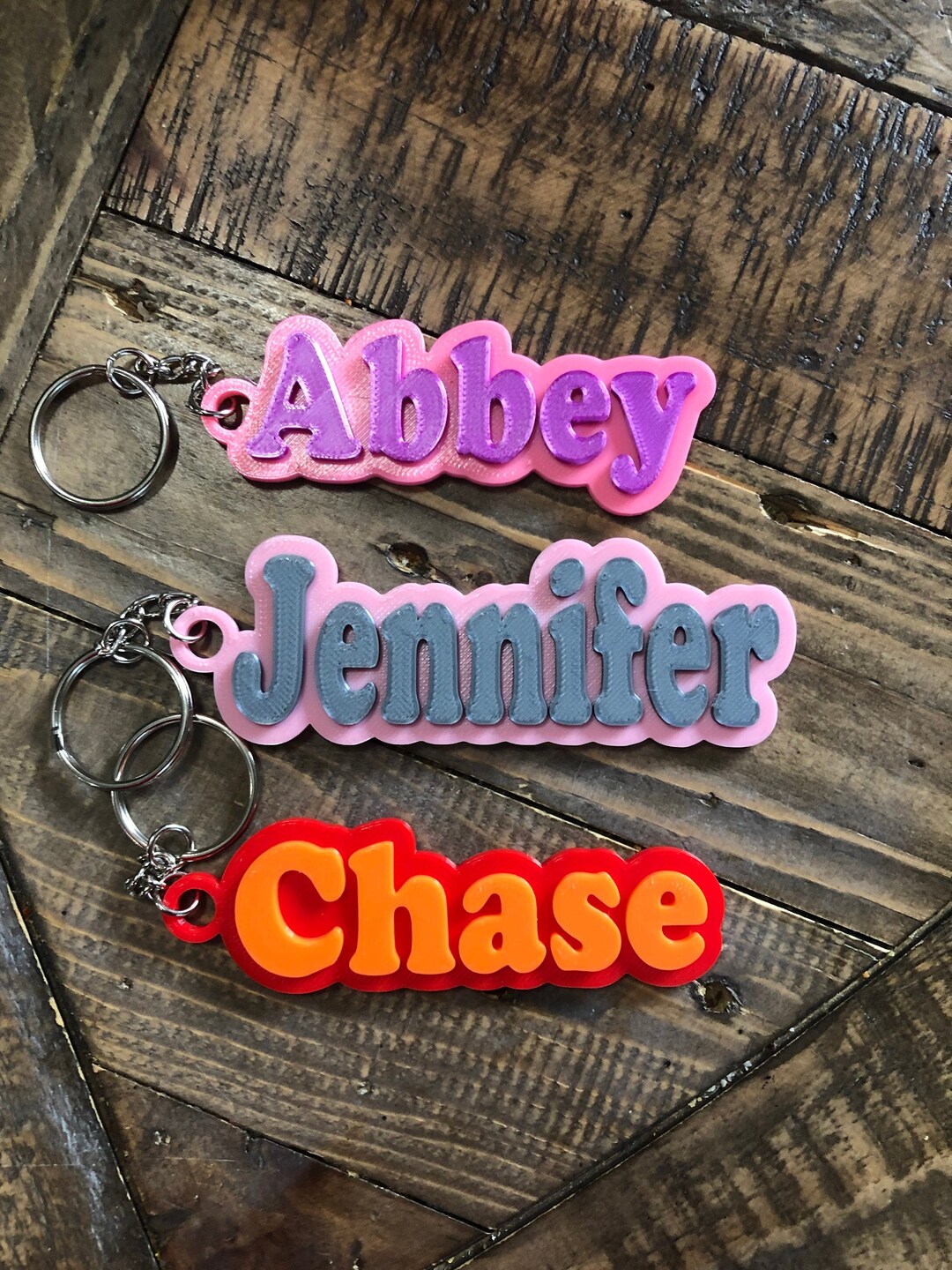 Personalized Name Keychains Two Color 3D Printed Keychains Custom Name
