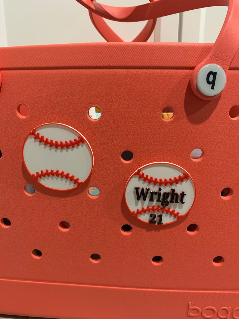3D Printed - Baseball - Bogg Bag Charm - Personalize - Player Name - Number 