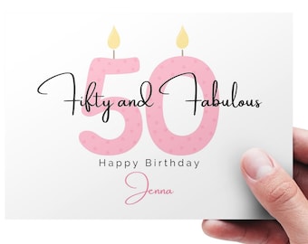 Personalized 50th Birthday, Card for Wife, Card for Sister, Card for Mother, Turning 50 Birthday Card, Card for Friend, Milestone Birthday