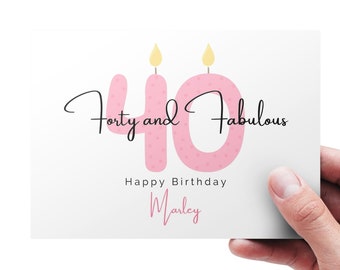 Personalized 40th Birthday, Card for Wife, Card for Sister, Card for Mother, Turning 40 Birthday Card, Card for Friend, Milestone Birthday