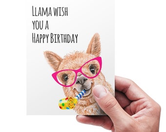 Cute and Funny Alpaca Inspired Birthday Card, Llama Birthday Card, Funny Birthday Card, Llama themed Birthday Card