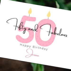 Personalized 50th Birthday, Card for Wife, Card for Sister, Card for Mother, Turning 50 Birthday Card, Card for Friend, Milestone Birthday zdjęcie 9