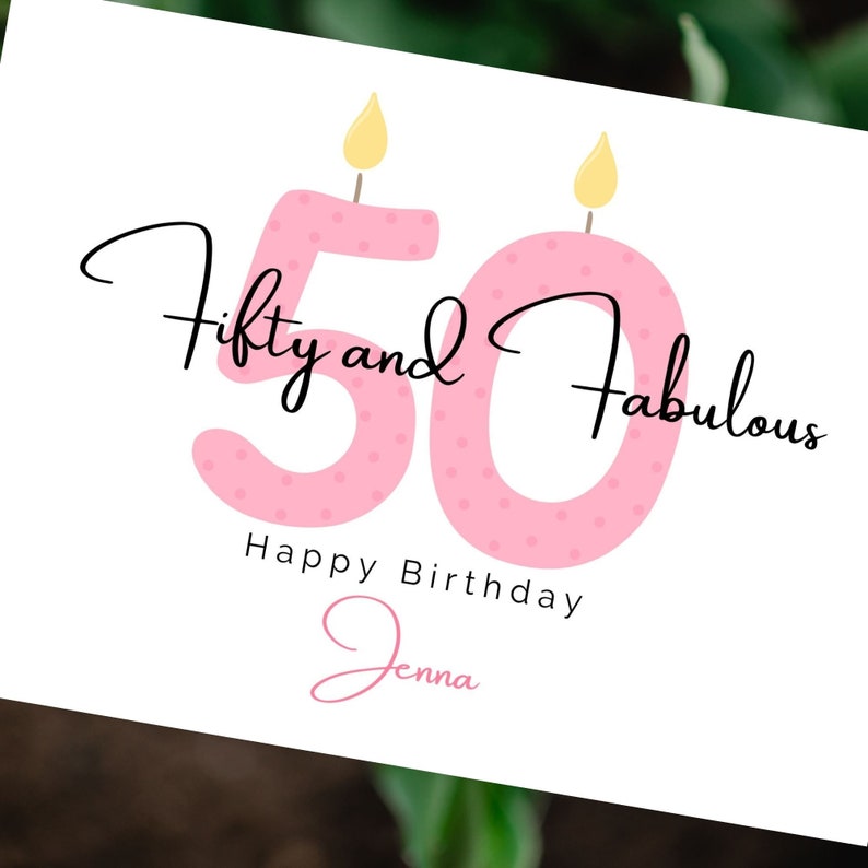 Personalized 50th Birthday, Card for Wife, Card for Sister, Card for Mother, Turning 50 Birthday Card, Card for Friend, Milestone Birthday zdjęcie 9