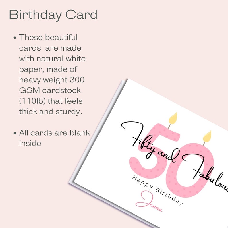 Personalized 50th Birthday, Card for Wife, Card for Sister, Card for Mother, Turning 50 Birthday Card, Card for Friend, Milestone Birthday zdjęcie 2