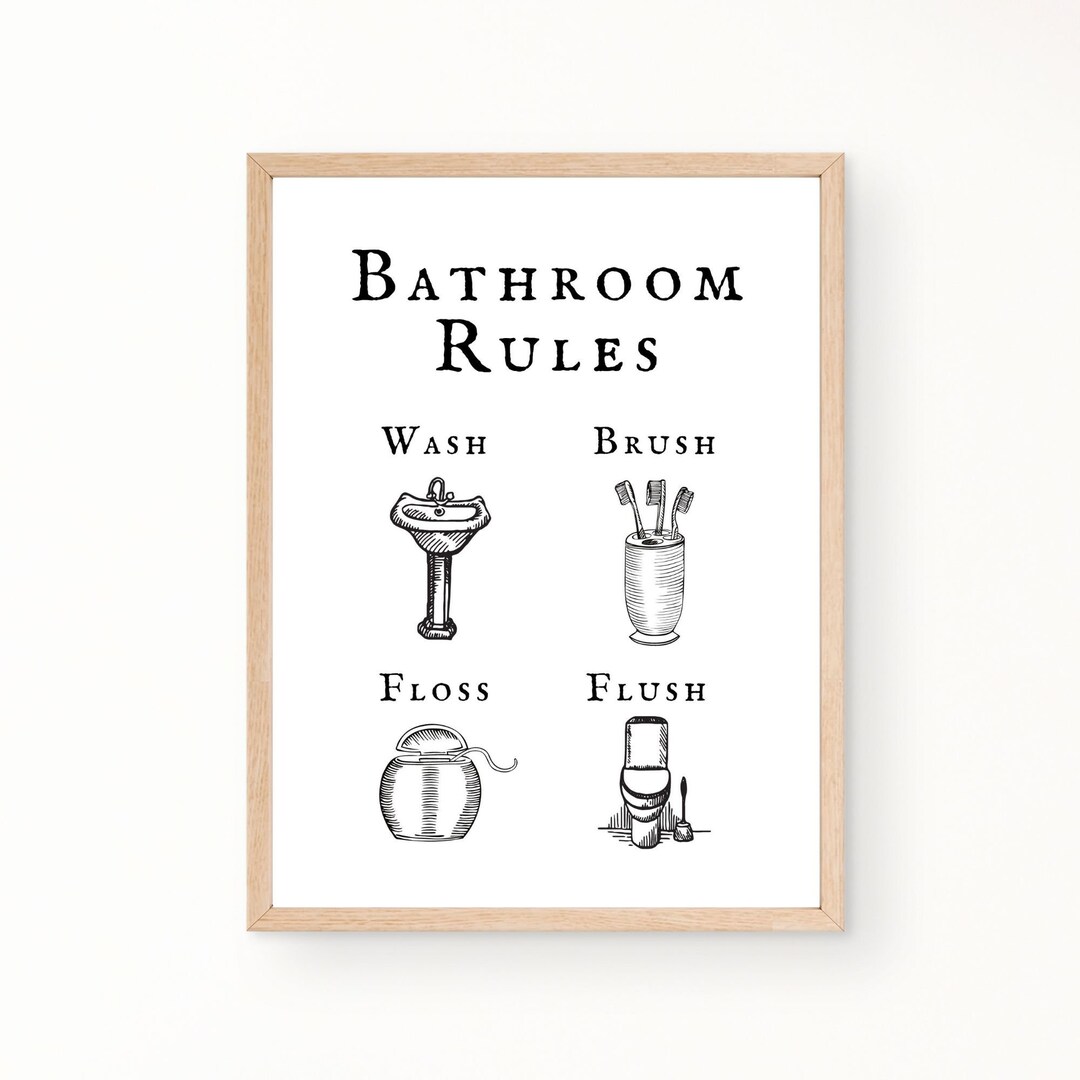 Bathroom Rules Printable, Home Decor, Bathroom Sign, Bathroom Rules ...