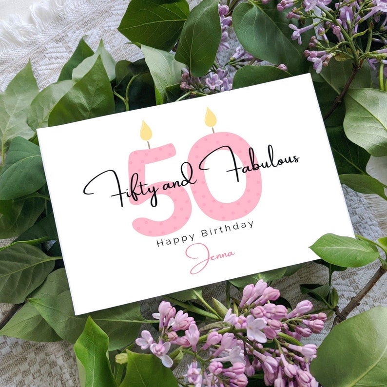 Personalized 50th Birthday, Card for Wife, Card for Sister, Card for Mother, Turning 50 Birthday Card, Card for Friend, Milestone Birthday zdjęcie 4