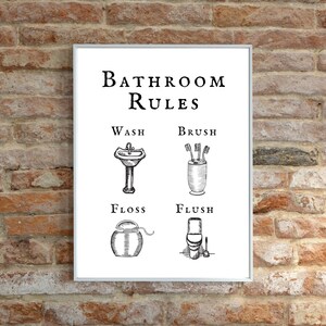 Bathroom Rules Printable, Home Decor, Bathroom Sign, Bathroom Rules ...
