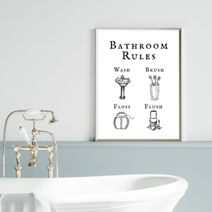 Bathroom Rules Printable, Home Decor, Bathroom Sign, Bathroom Rules ...