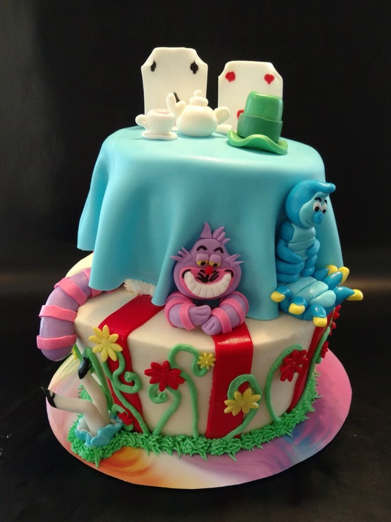 Edible Fondant Alice In Wonderland Inspired Cake Topper Etsy